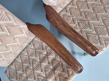 Vintage Parker Knoll Armchairs Pair Deco Pink Fabric Stained Beech EB8866 MCLO - UKDK FURNITURE