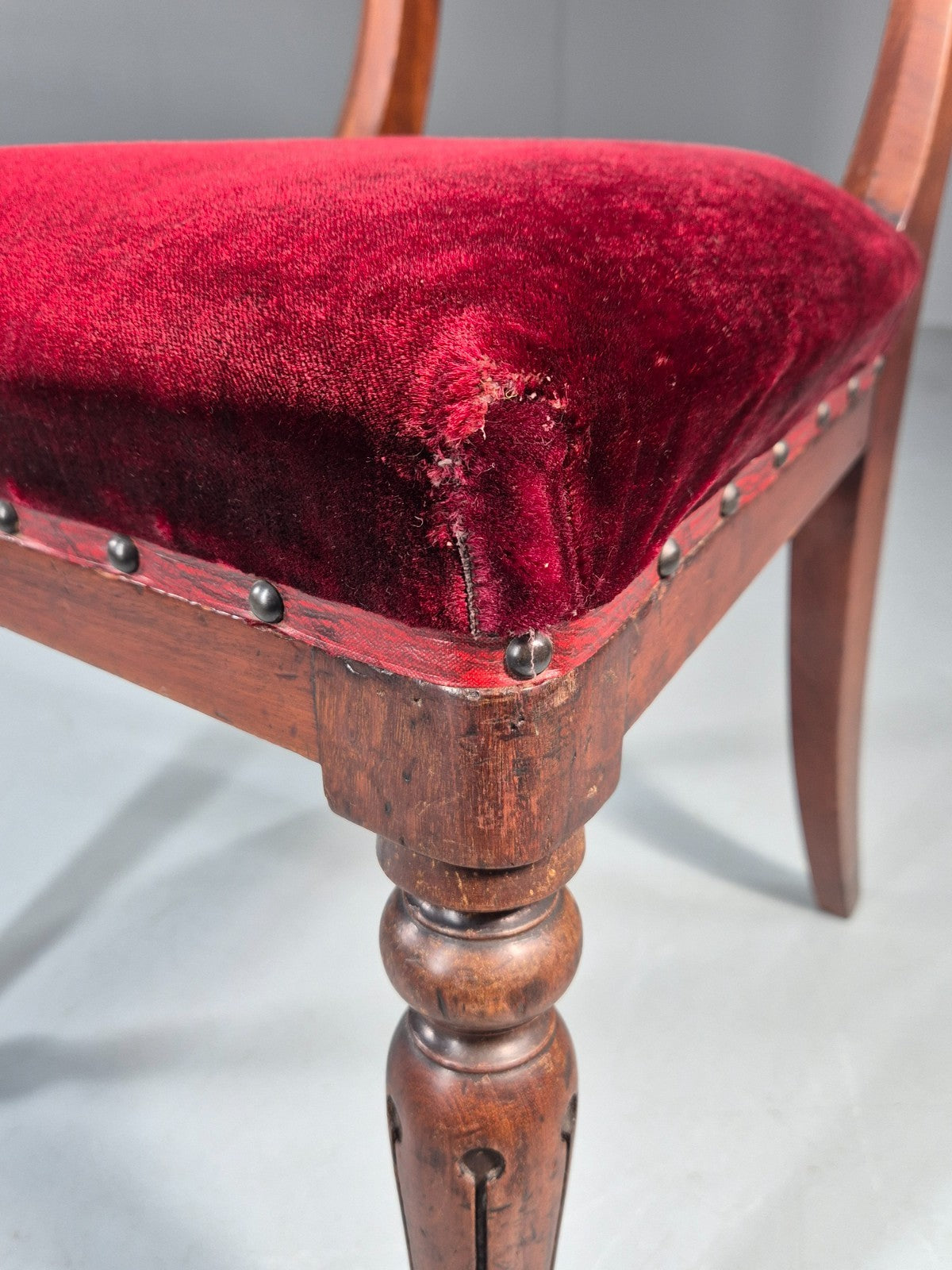 Antique William IV Mahogany Dining Chair Red Velvet Upholstery 1830 EB11224 VDIN10