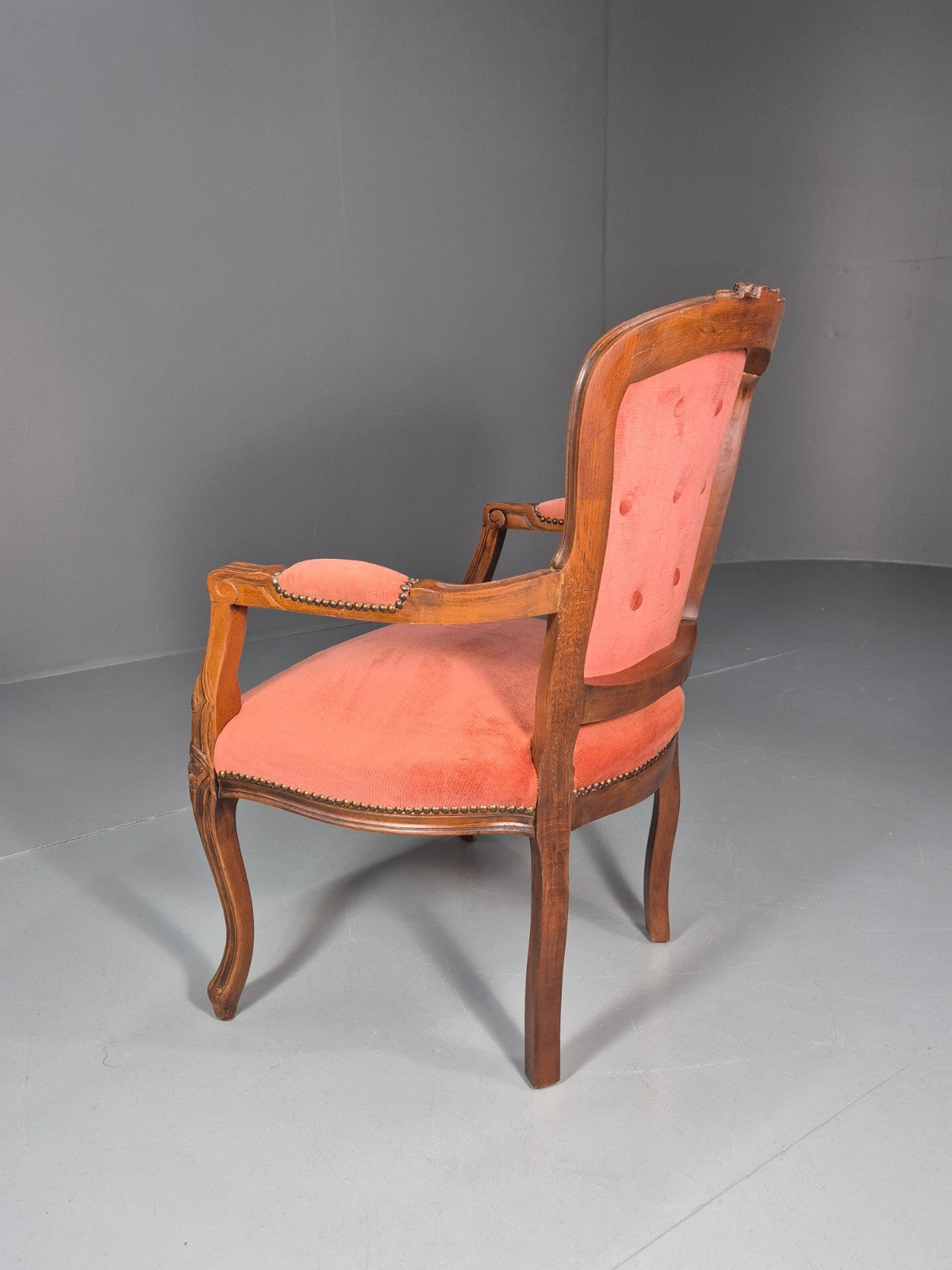 Vintage Rococo Lounge Chair Danish 1970s Reproduction Salmon Pink EB10773 VCLO9