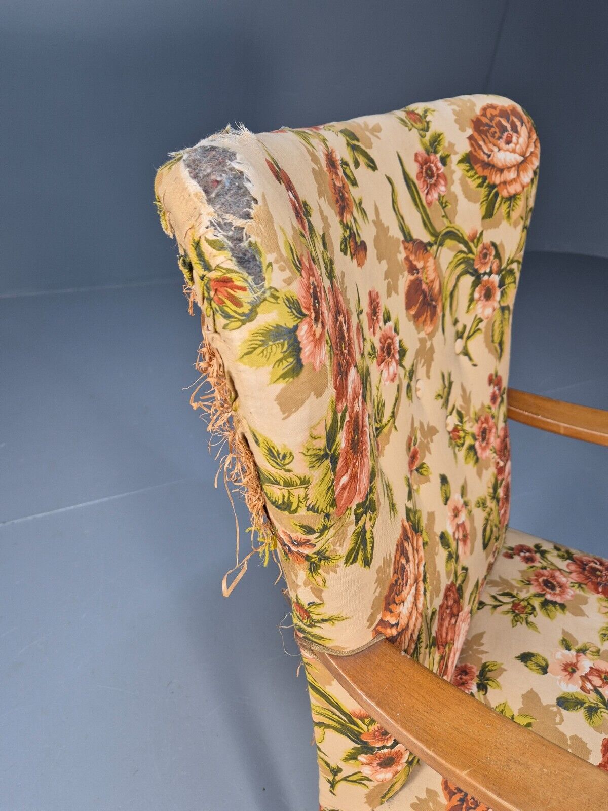 Vintage Danish Lounge Chair Reupholstery Project Beech Arm MCM Retro EB8917 MNOR - UKDK FURNITURE
