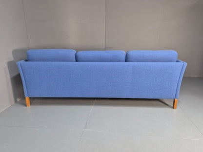 Vintage Danish 1980s Blue Wool 3 seat Sofa Mid Century Modern Retro EB9569 M3SS - UKDK FURNITURE