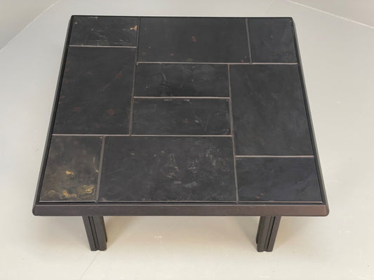 Vintage Tiled Coffee Table Danish 1980s Charcoal Grey Square EB10963 MWOO0