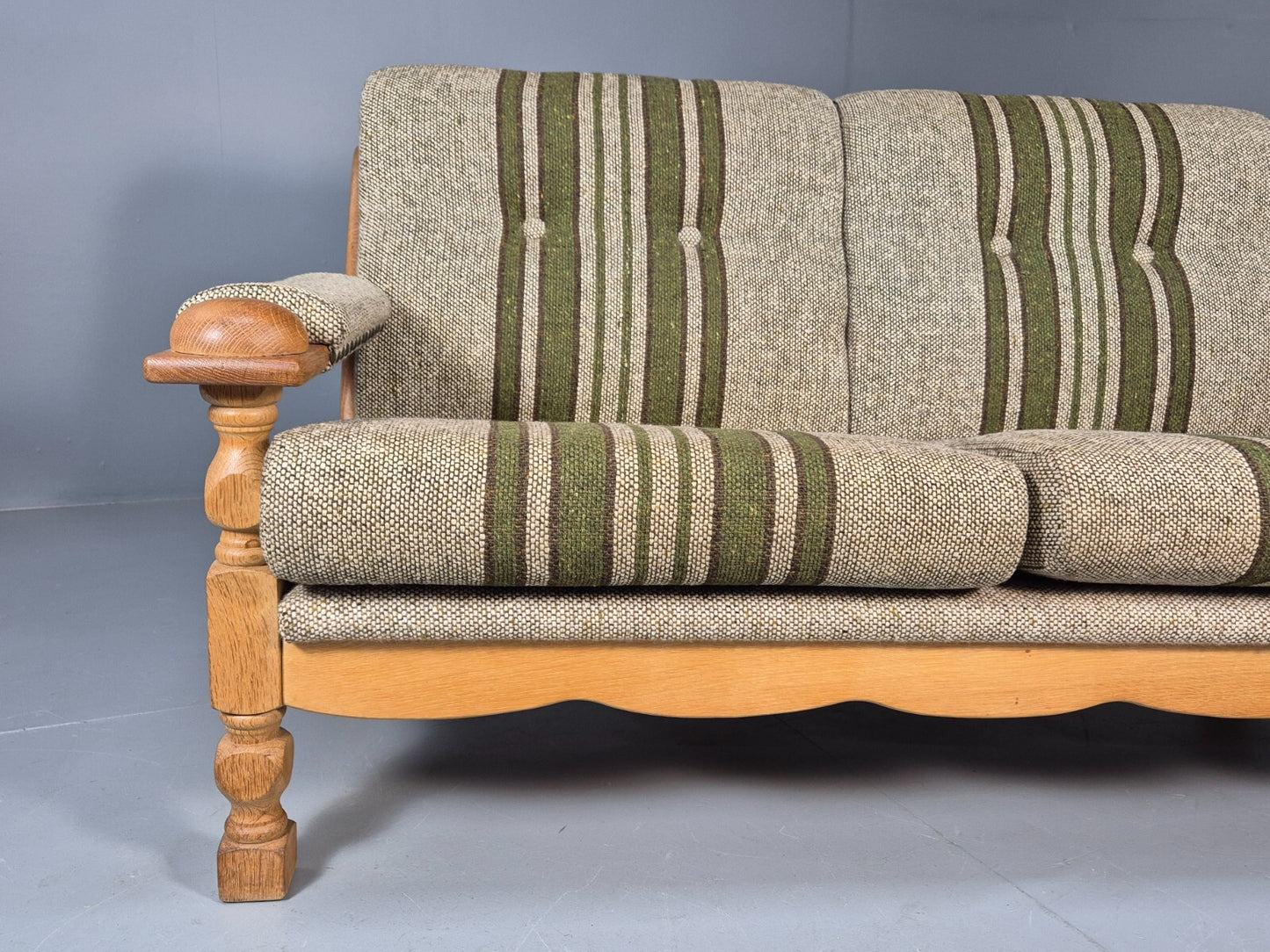 Vintage Kjearnulf Style 2 Seat Sofa 1970s Danish Oak and Wool EB9562 M2SS - UKDK FURNITURE