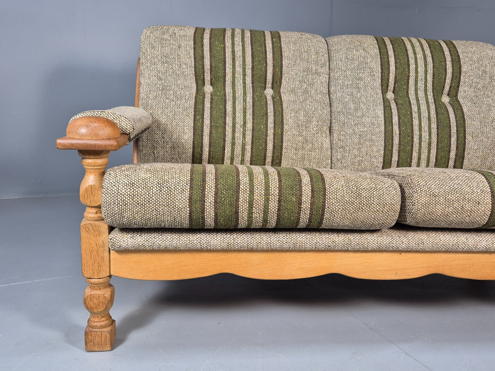 Vintage Kjearnulf Style 2 Seat Sofa 1970s Danish Oak and Wool EB9562 M2SS - UKDK FURNITURE