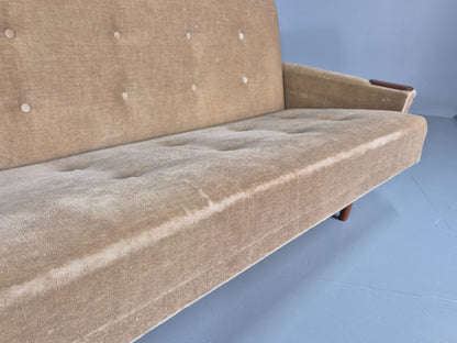 Vintage Sofa Bed Mid Century Denmark Teak Paws  Velour Retro 1960s EB11391 M4SS12