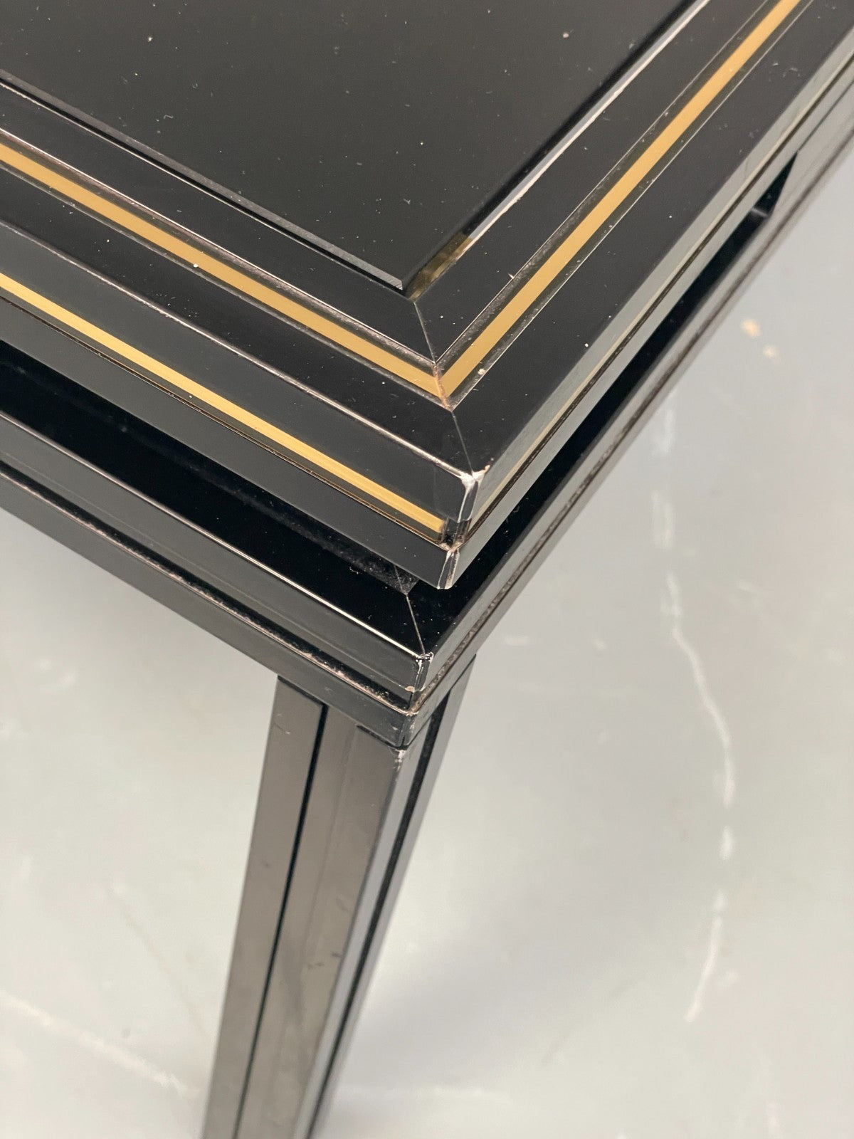Vintage 1970s Coffee Table Pierre Vandel Black Gold Glass 1970s EB11812 MWOO14