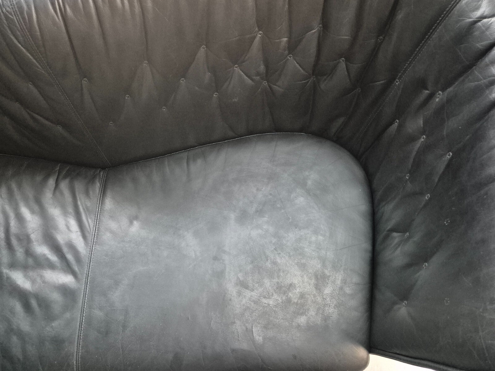 Vintage Danish 2 Seat Sofa Black Leather Beech Stouby Retro MCM EB7447 M2SS - UKDK FURNITURE