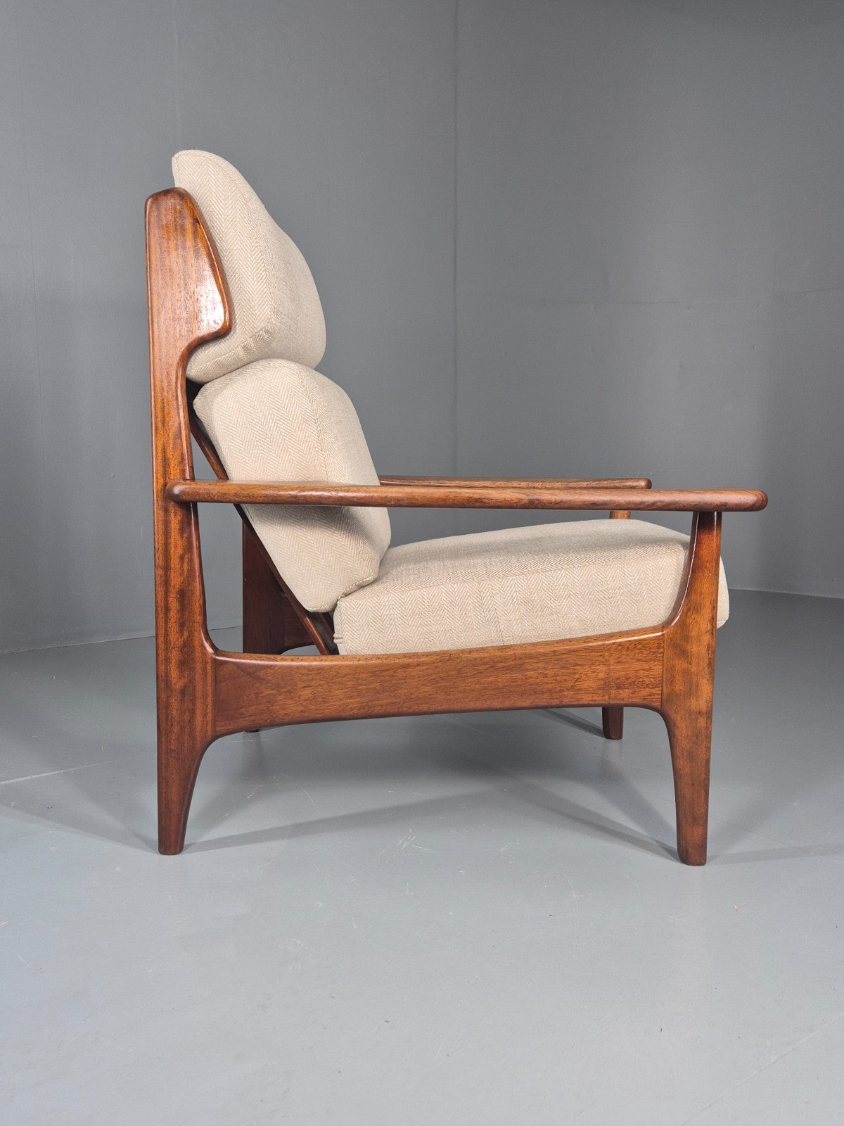 Vintage Mid Century Teak Lounge Chair Danish 1970s New Upholstery EB11138 MNOR8