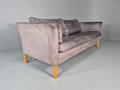 Vintage Mogens Hansen 2.5 Seat Settee Grey Leather 1980s Retro EB11644 M3SS13
