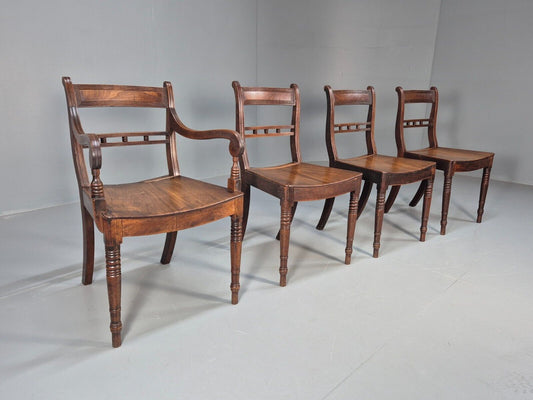 4 Antique Ball Back Walnut Dining Chairs Regency Style EB9146 VDIN - UKDK FURNITURE