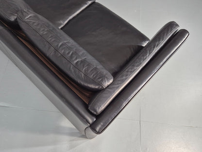 Vintage 3 Seat Sofa Danish Black Leather Mid Century Retro 1980s  EB10471 M3SS16