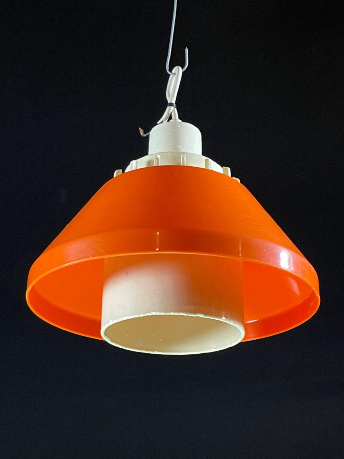 Danish Pendant Light Lyskaer Belysning Model 854 Orange Plastic EB5089 LCLC8