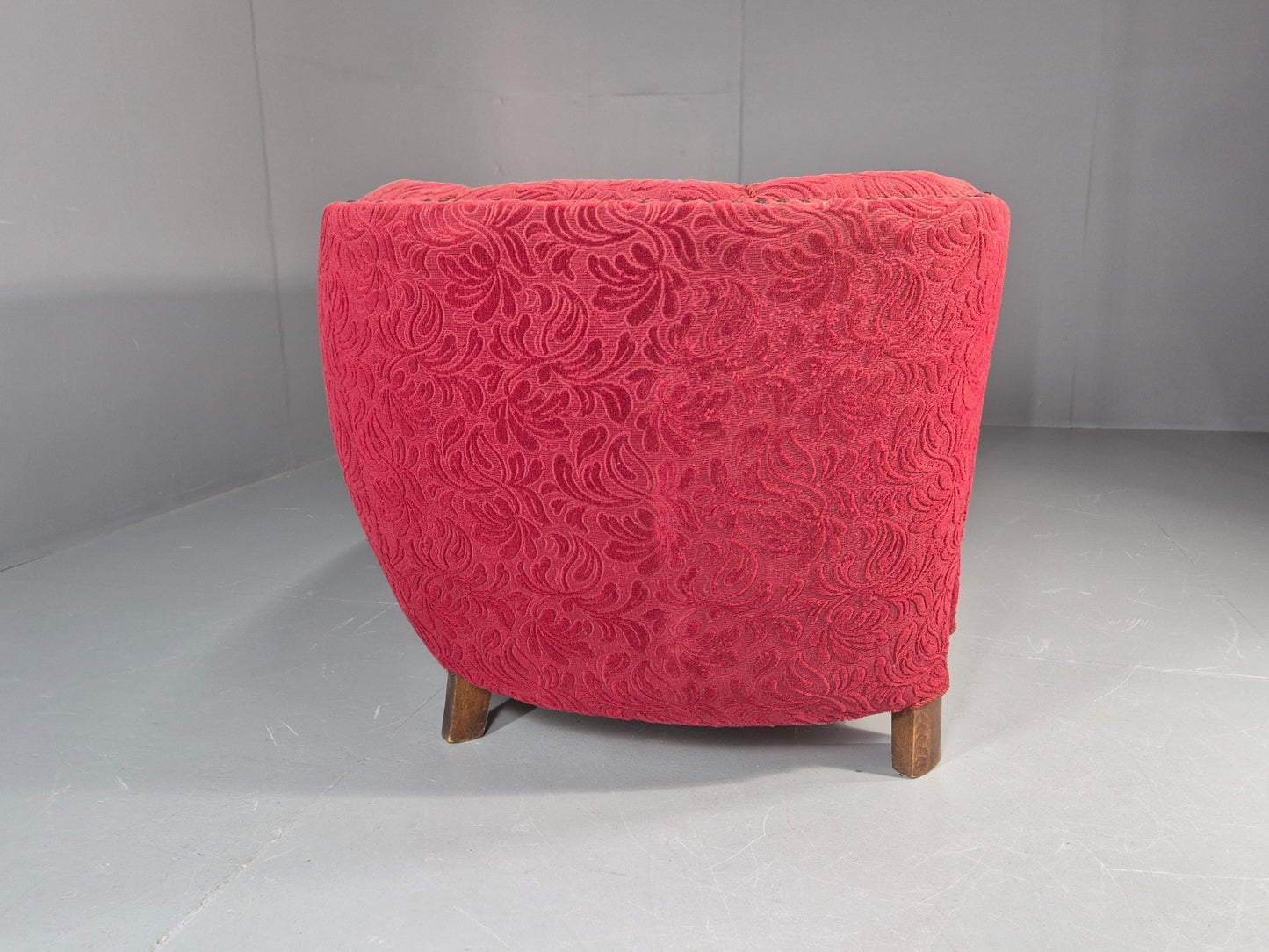 Classic Two Seater Danish Banana Sofa Art Deco 1930s Red Moquette EB10796 V2SS8