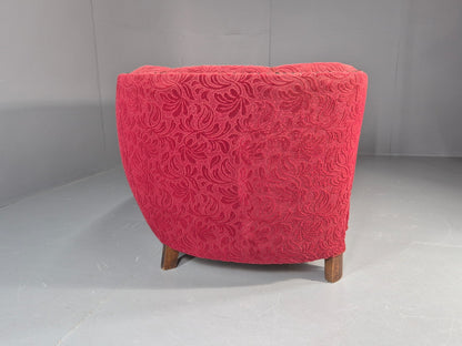 Classic Two Seater Danish Banana Sofa Art Deco 1930s Red Moquette EB10796 V2SS8