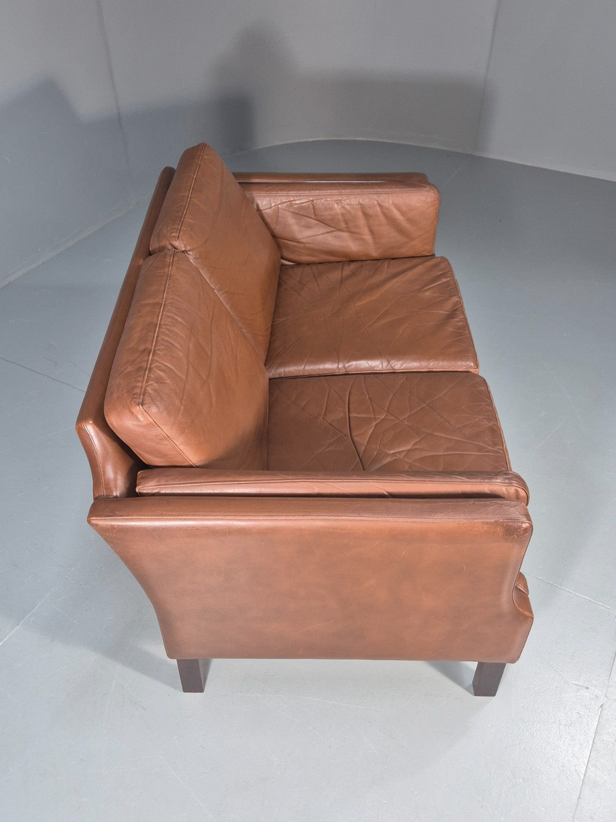 Mid Century Two Seater Leather Sofa Danish 1970s Retro Vintage EB10923 M2SS14