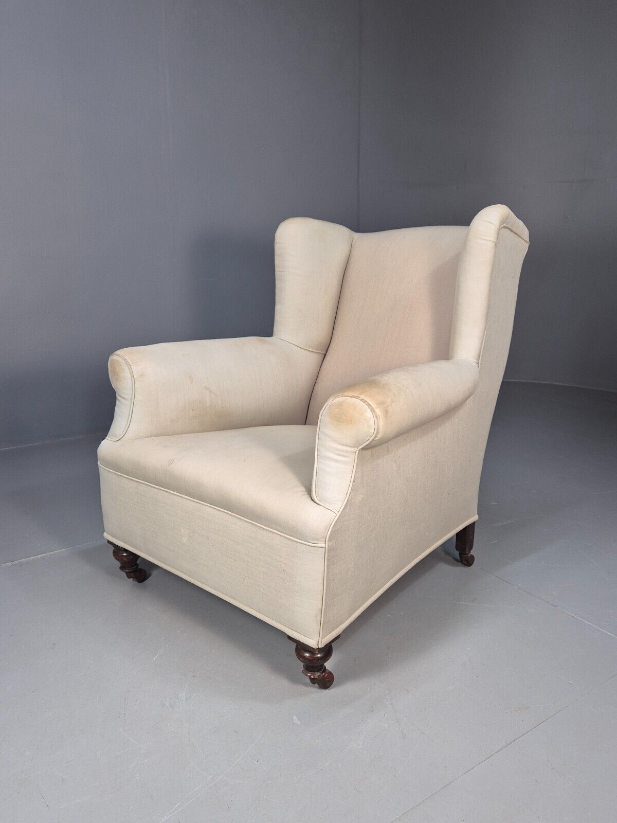 Vintage Wingback Lounge Chair Calico Antique Upholstery Project EB8735 VCLO - UKDK FURNITURE