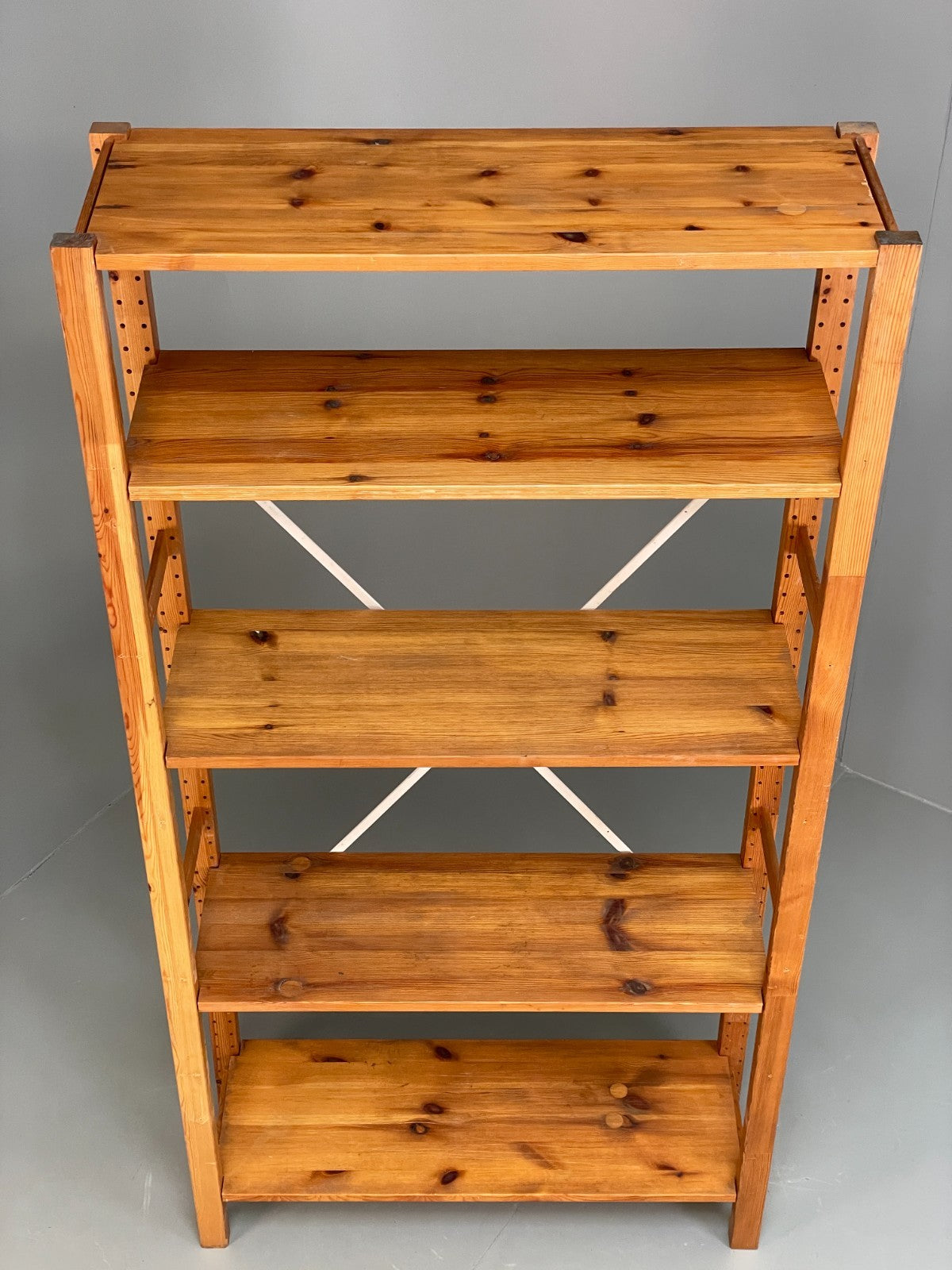 Pine Open Shelving Unit Adjustable Retro Scandi Solid EB11782 MWOO2