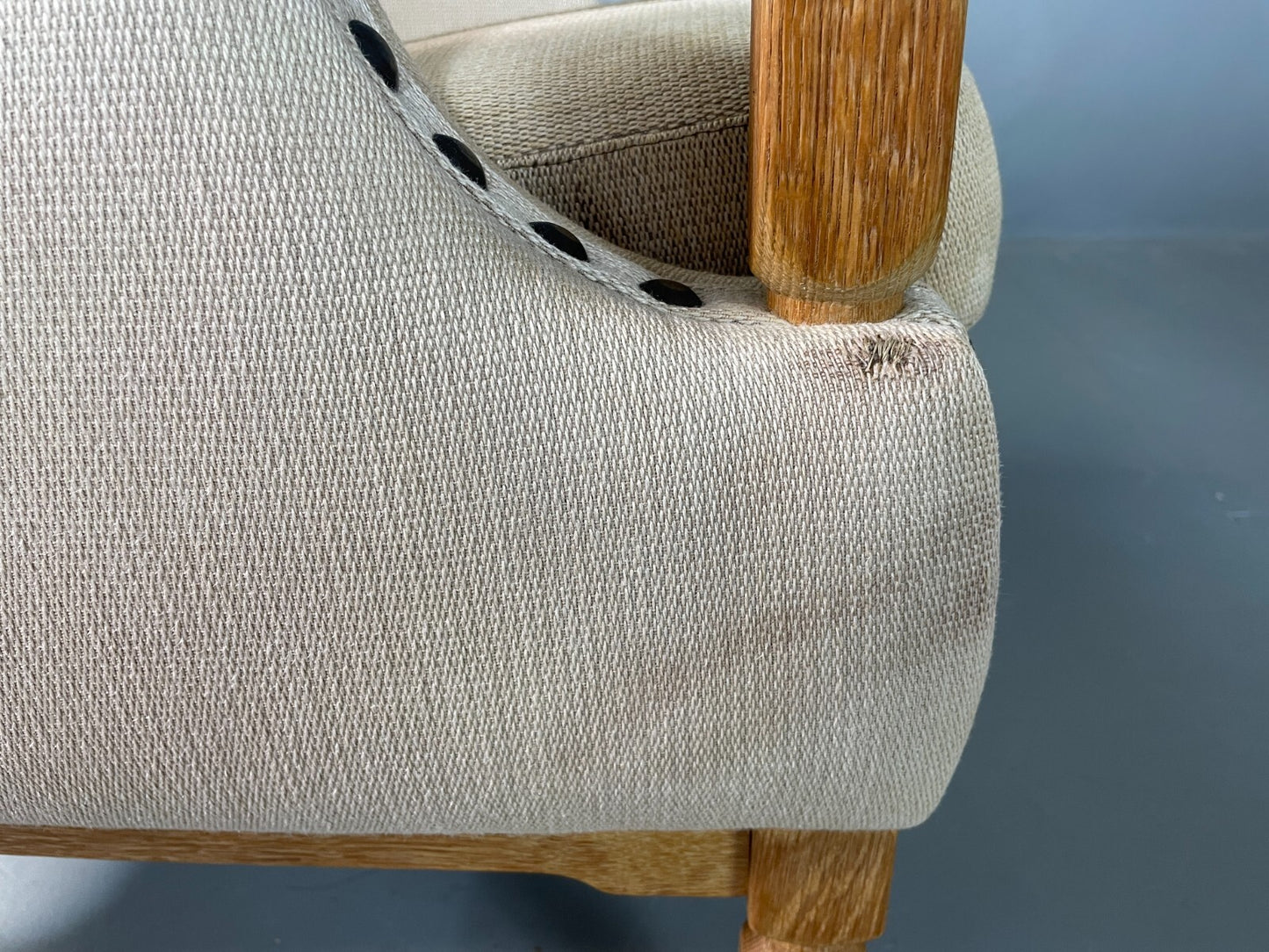 2 Danish Lounge Chairs Oak Frame Cream Wool Kjaernulf Vintage Retro EB6689 MNOR16