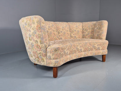 Vintage Two Seater Danish Curved Banana Sofa 1930s Art Deco Floral EB10795 V2SS1