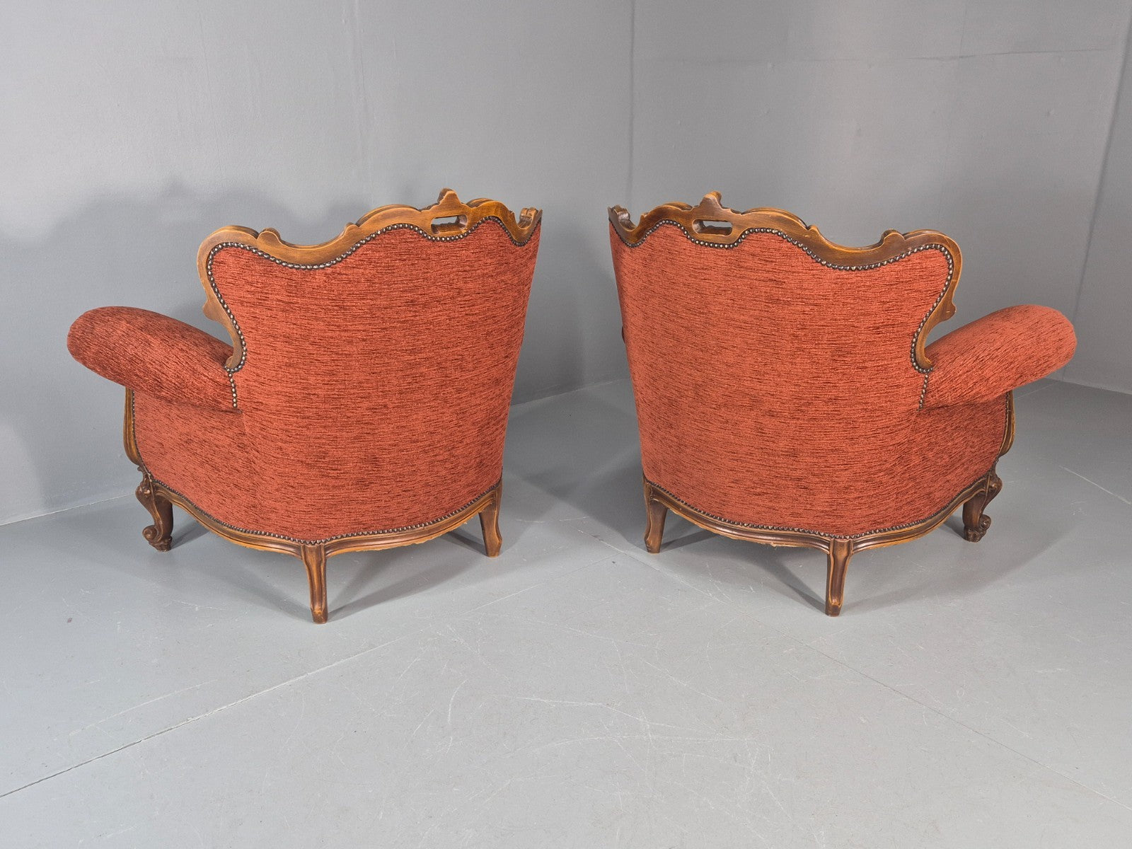 2 Vintage French Rococo Style Lounge Chairs Quality Reproduction  EB11659 VCLO12