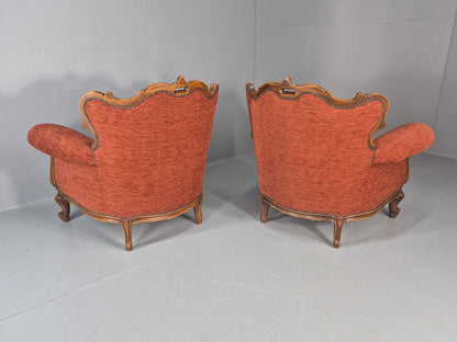 2 Vintage French Rococo Style Lounge Chairs Quality Reproduction  EB11659 VCLO12