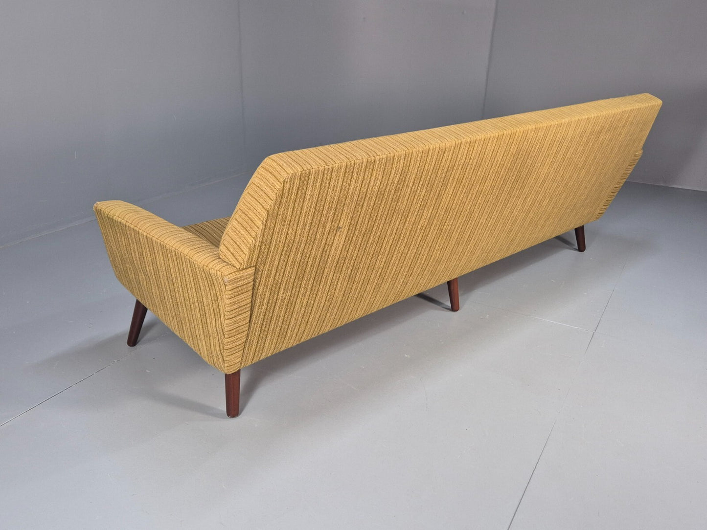 Danish 1960s 4 Seat Sofa Green Wool Teak Legs Retro Mid Century EB9746 M4SS - UKDK FURNITURE