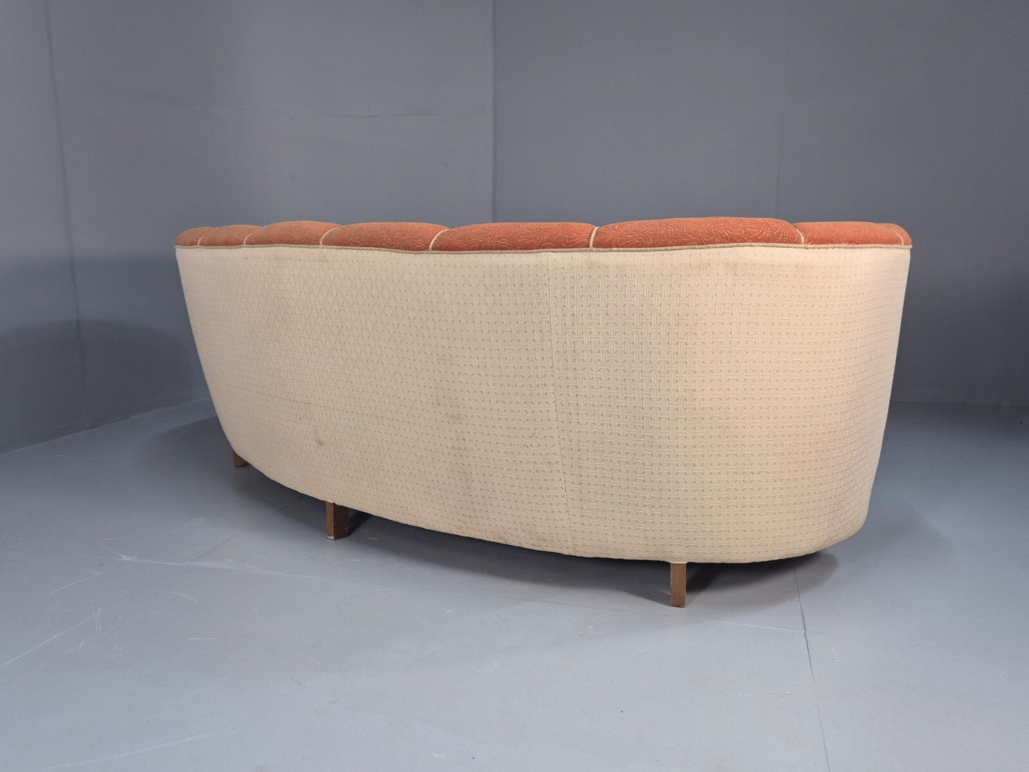 Vintage Danish Art Deco Banana Sofa Peach and Cream 1930s Retro EB9745 V3SS - UKDK FURNITURE