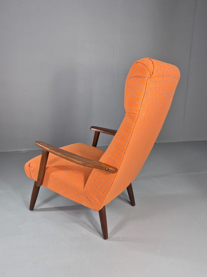 Vintage Danish Lounge Chair Teak Frame Mid Century New Upholstery EB8210 MNOR15