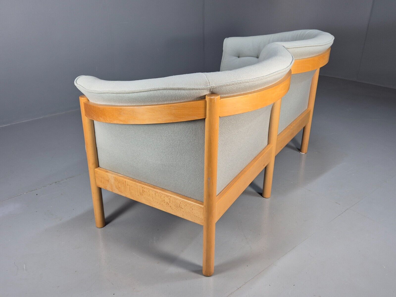 Vintage Danish 2 Seat Sofa Blue Wool Beech Curved Frame Nielaus MCM EB8549 M2SS - UKDK FURNITURE