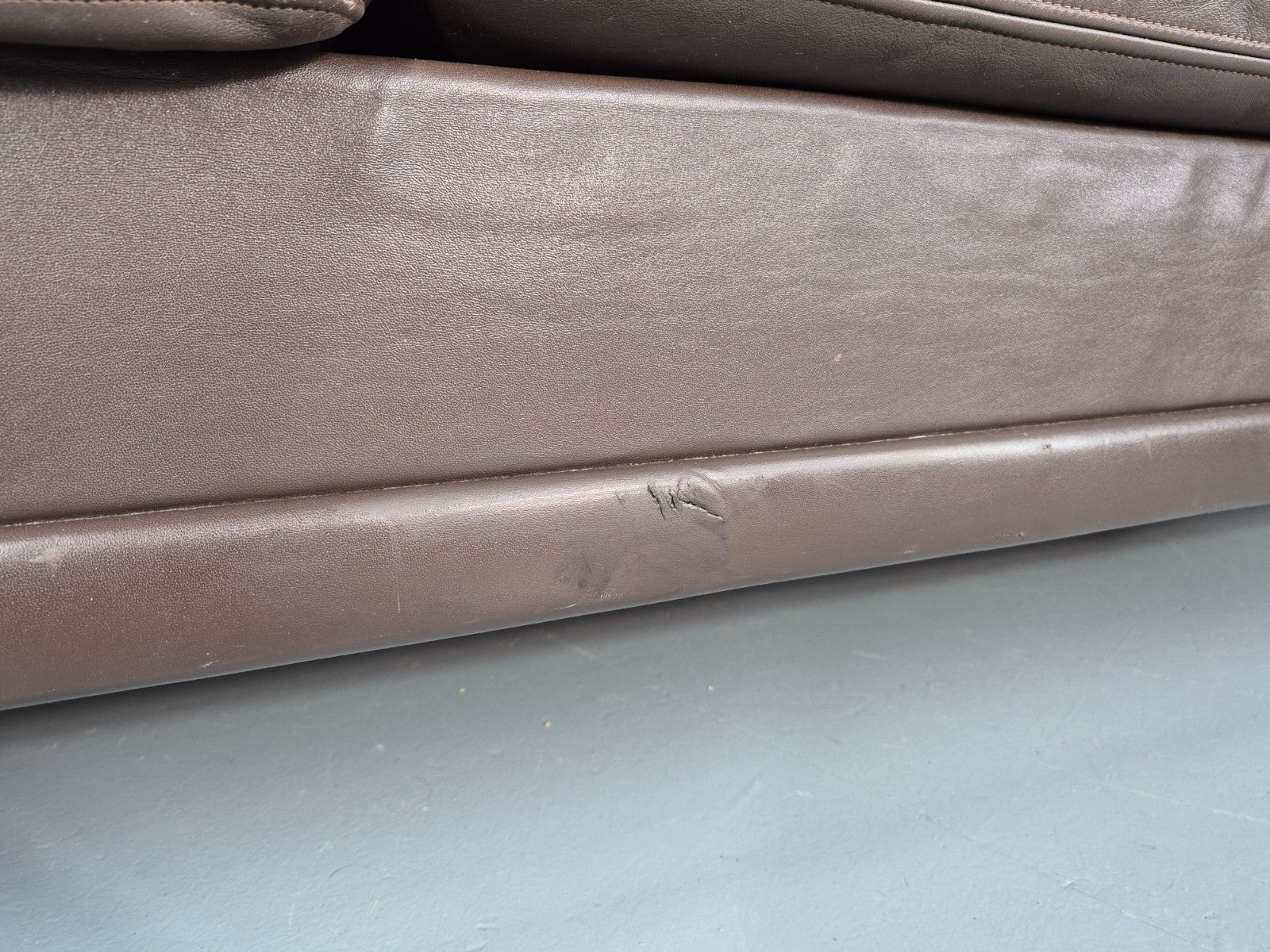 Vintage 3 Seat Leather Sofa 1970s Danish Brown Mid Century Retro EB10519 M3SS8