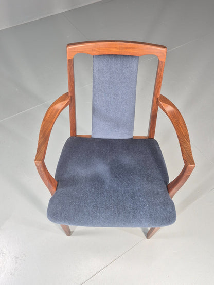 Vintage G plan Carver Chair 1980s Retro Teak Blue Velour EB11526 MDIN2