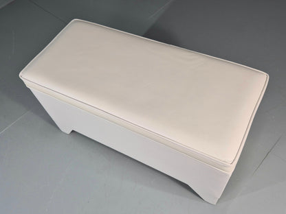 1970s Vinyl Ottoman Storage Chest White Retro Kitsch EB11572 MWOO16