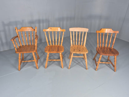 Harlequin set of 4 Vintage Pine Dining Chairs 1980s Retro EB11744 VDIN2