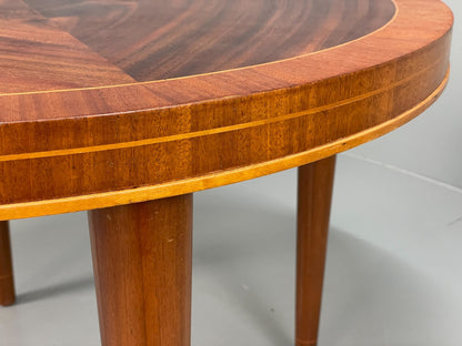 Vintage Art Deco Table Round Walnut Inlay 1950s Swedish EB11191 MWOO10