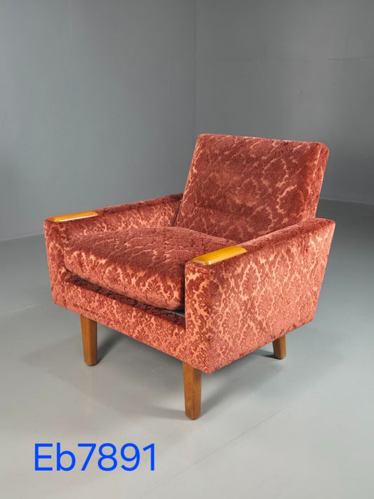 Vintage Swedish Lounge Chair Purple Moquette Teak Paws 1960s Retro EB7891 MNOR - UKDK FURNITURE