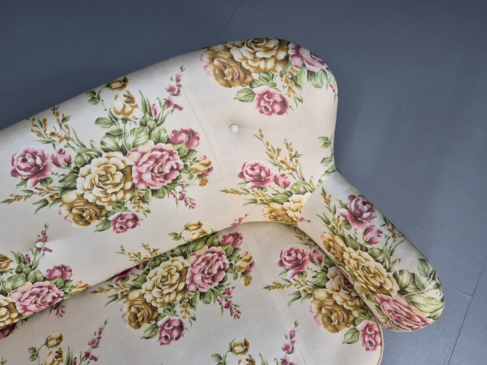 Vintage 3 Seater Sofa Floral Fabric 1950s Mid Century Danish Design EB9542 V3SS - UKDK FURNITURE