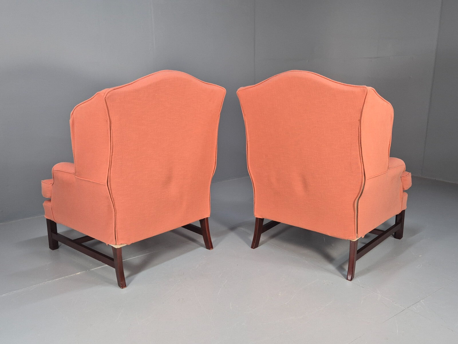2 Vintage Georgian Style Wingback Armchairs 1950s Reproduction EB9469 VCLO - UKDK FURNITURE