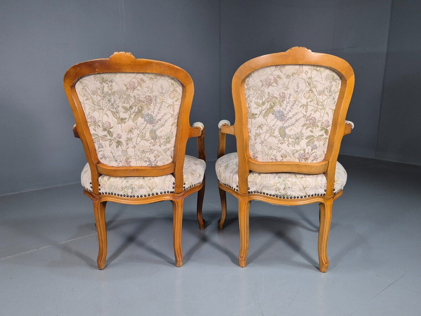 2 Vintage Danish Fauteuil Lounge Chairs Louis XVI Style 1970s Built EB7606 VCLO - UKDK FURNITURE