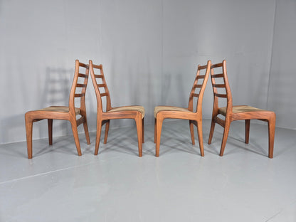4 Vintage G Plan Dining Chairs Teak Ladder Back Frames Green Retro EB11836 MDIN6