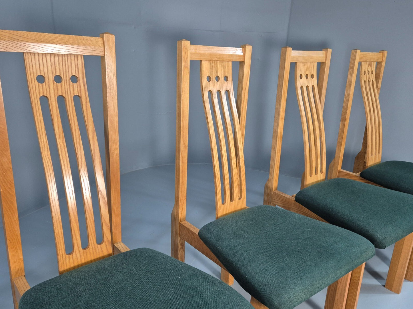6 Vintage John Barnard Dining Chairs in Ash and Green Modern Design EB9676 MDIN - UKDK FURNITURE