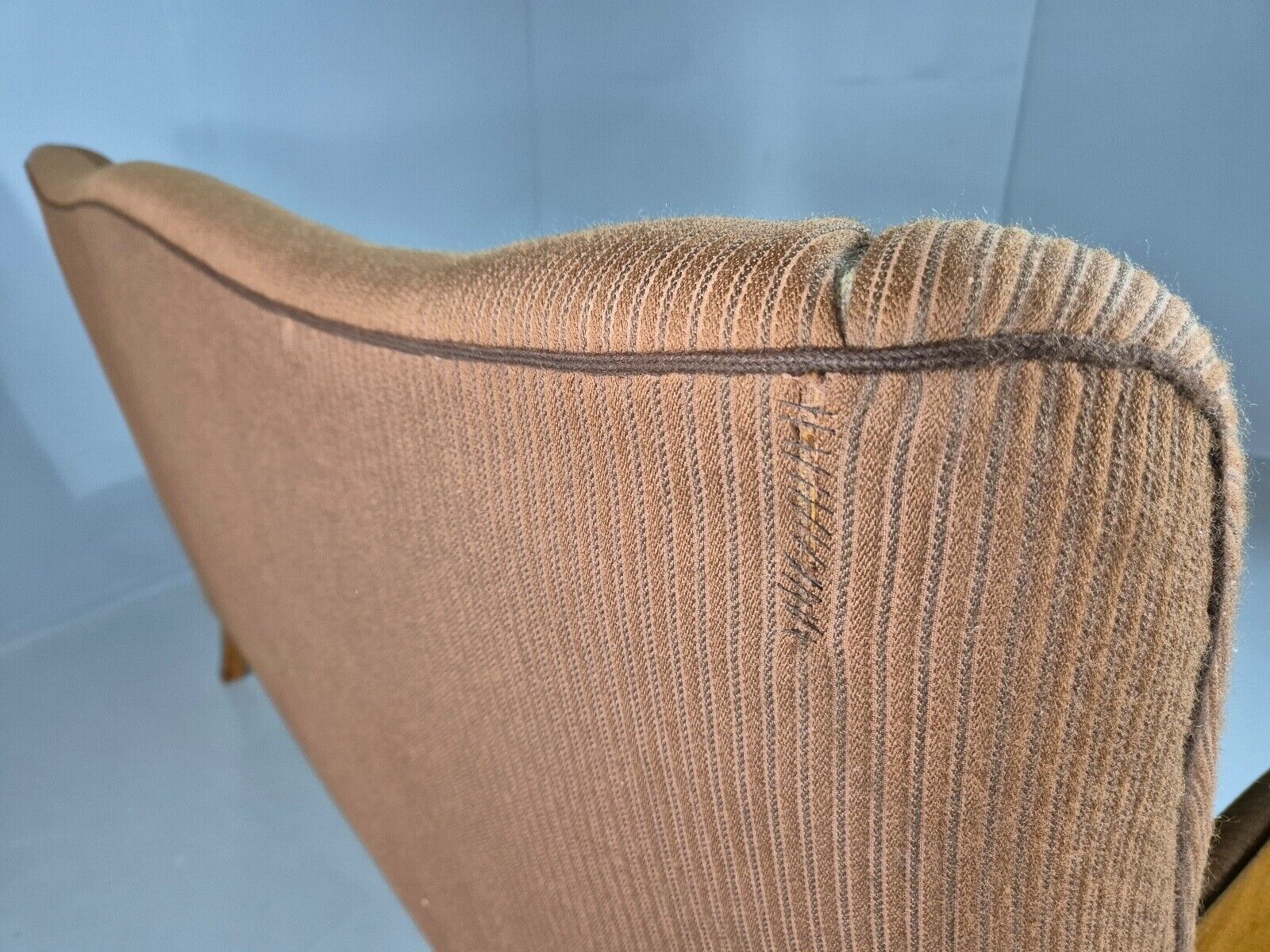 Vintage Danish 3 Seat Sofa Brown Wool High Back 1950s Retro MCM EB7504 M3SS - UKDK FURNITURE