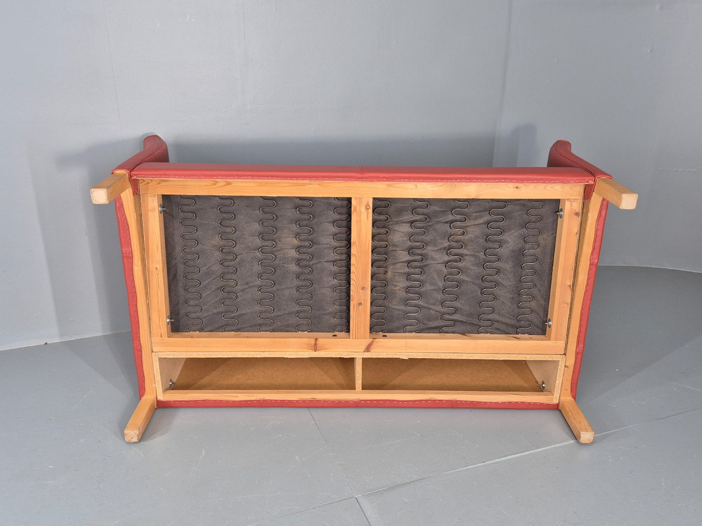 Vintage Danish 2 Seater Danish Skalma Red Leather 1980s Retro MCM EB10512 M2SS7