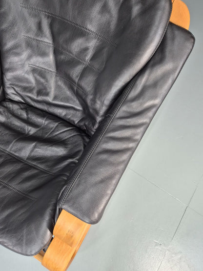 Skippers Apollo Leather Lounge Chair Bentwood Frame 1980s Retro MCM EB11290 MBEN3