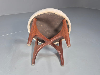 Vintage G plan Dressing Table Stool Teak Astro Base White Cotton EB9750 MFOO - UKDK FURNITURE