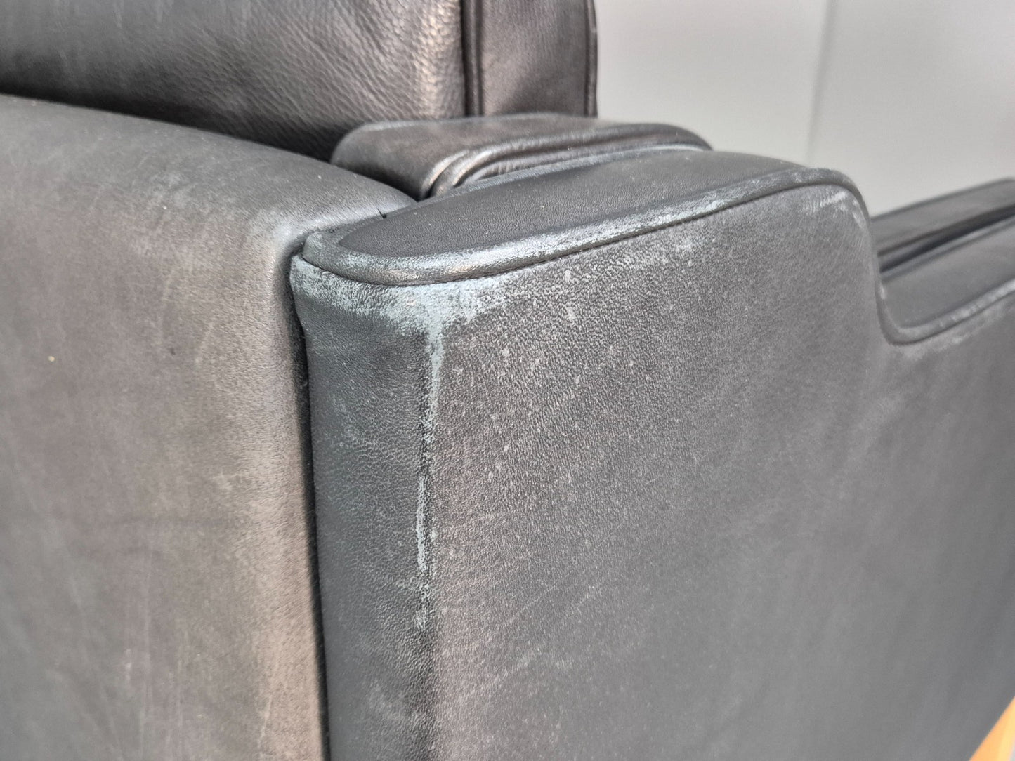 Mid Century Stouby Eva Two Seater Sofa Vintage Danish Black Leather EB10108 M2SS18