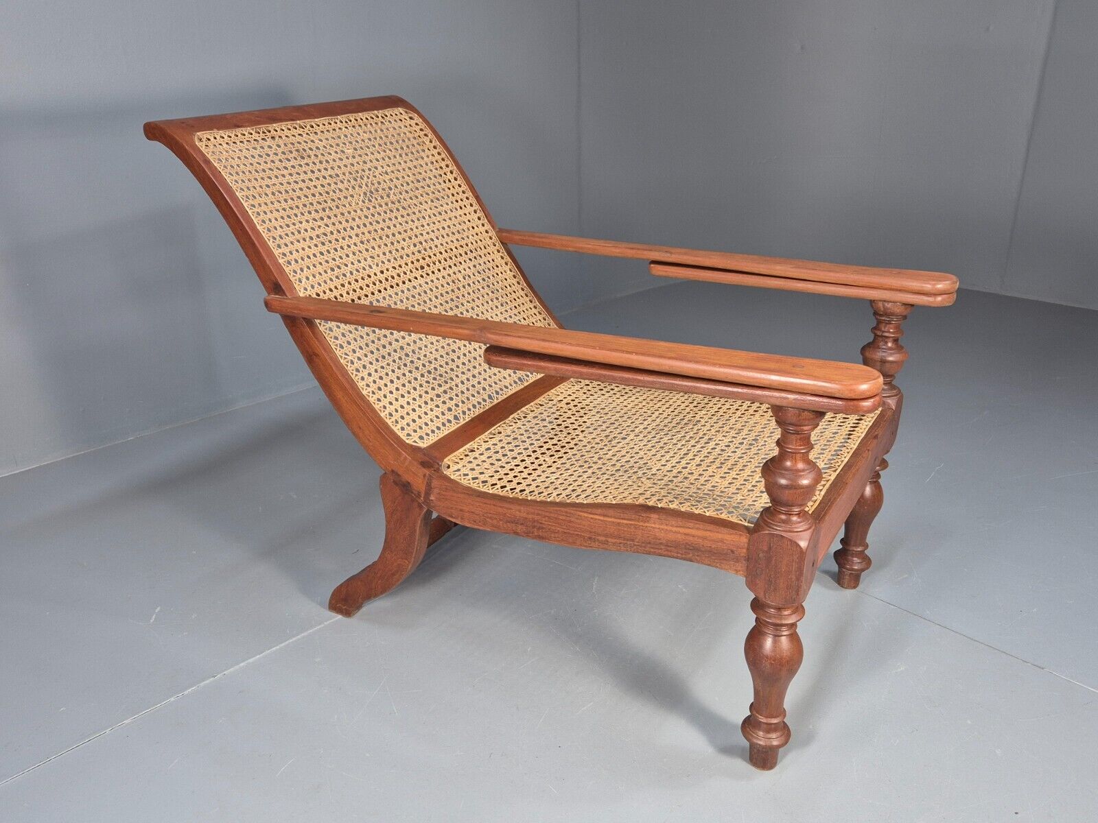 Vintage Campaign Plantation Chair Rattan Teak Retro Antique Style EB8872 VBER - UKDK FURNITURE