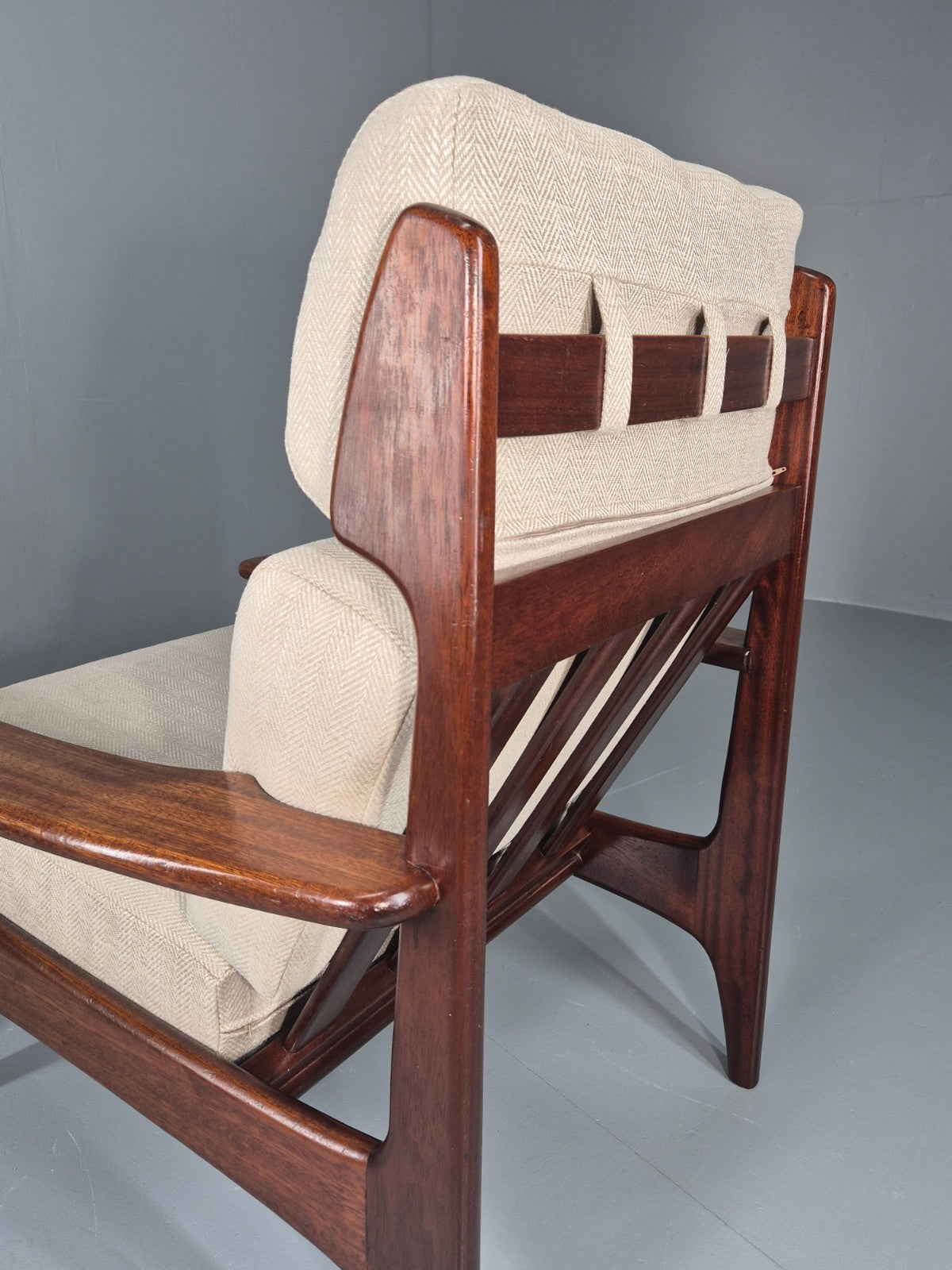 Vintage Mid Century Teak Lounge Chair Danish 1970s New Upholstery EB11138 MNOR14