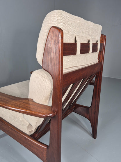 Vintage Mid Century Teak Lounge Chair Danish 1970s New Upholstery EB11138 MNOR14