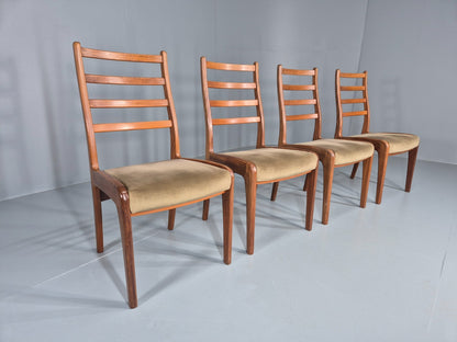 4 Vintage G Plan Dining Chairs Teak Ladder Back Frames Green Retro EB11836 MDIN2