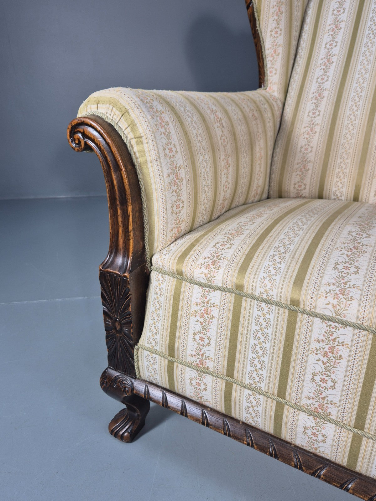 Antique Scandinavian Lounge Chair Regency Stripe Upholstery 1900s EB10765 VCAR10